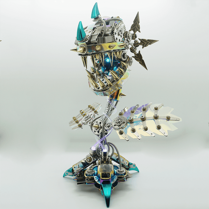 Laden Sie das Bild in Galerie -Viewer, {Steampunk Realistic Cannibal Flower with open mouth metal puzzle model
