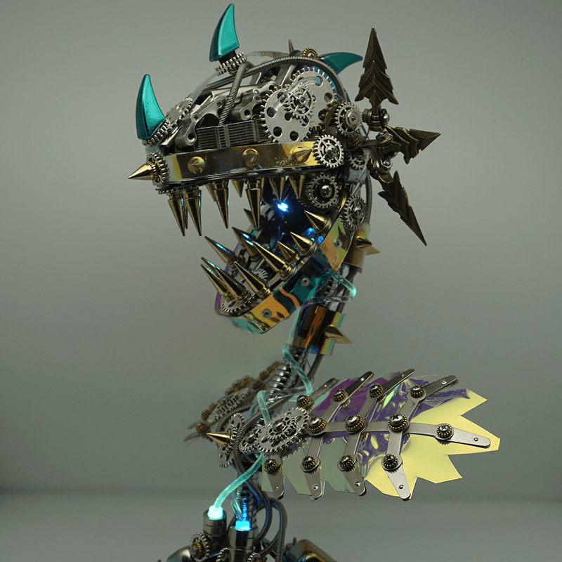 Laad de afbeelding in galerijviewer, Steampunk Realistic Cannibal Flower with open mouth metal puzzle model
