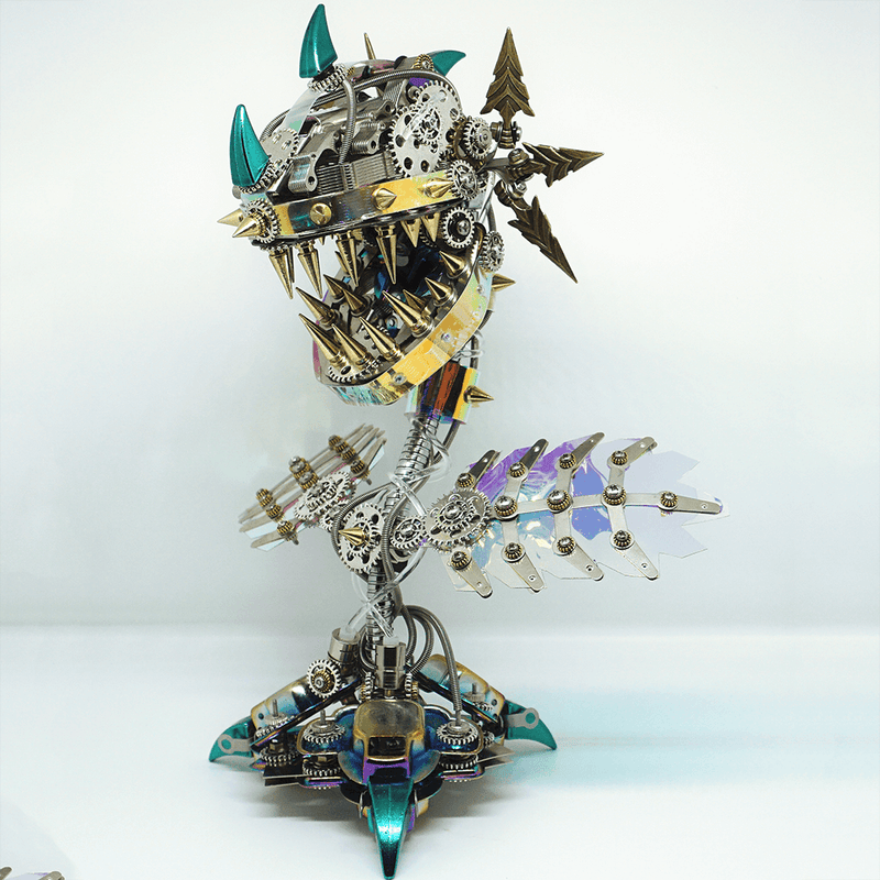 Load image into Gallery viewer, Steampunk Realistic Cannibal Flower with open mouth metal puzzle model
