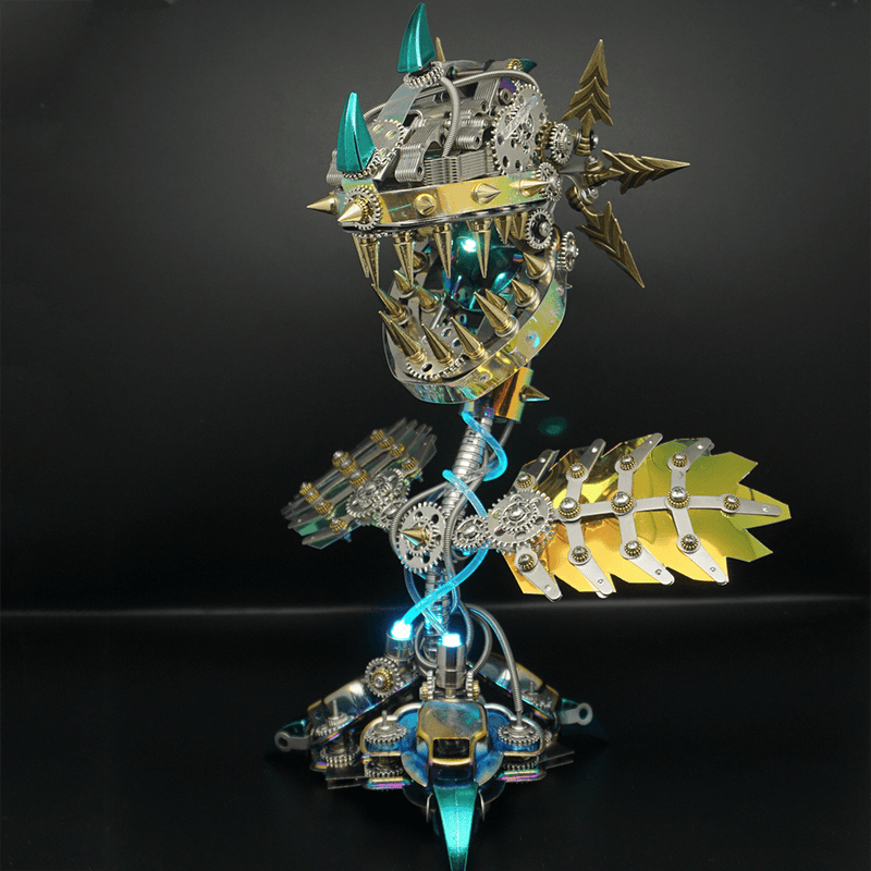 Laden Sie das Bild in Galerie -Viewer, {Steampunk Realistic Cannibal Flower with open mouth metal puzzle model
