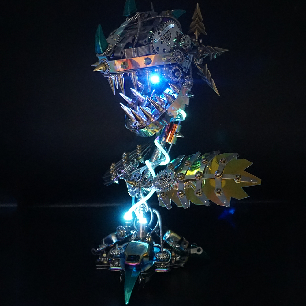 Steampunk Realistic Cannibal Flower with open mouth metal puzzle Steampunk Realistic Cannibal Flower with open mouth metal puzzle