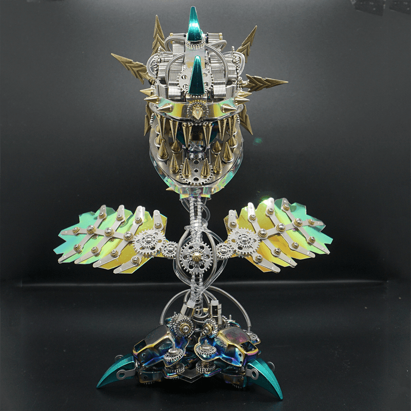 Laad de afbeelding in galerijviewer, Steampunk Realistic Cannibal Flower with open mouth metal puzzle model
