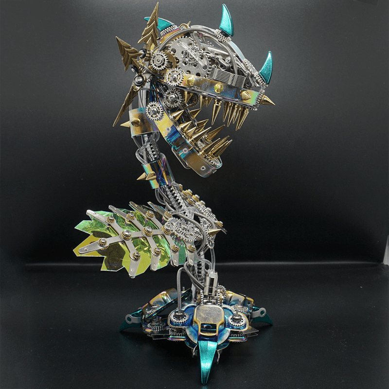 Laad de afbeelding in galerijviewer, Steampunk Realistic Cannibal Flower with open mouth metal puzzle model
