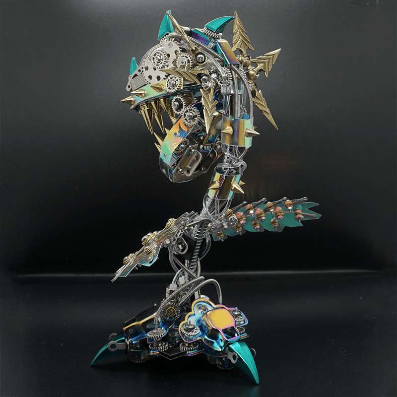 Laad de afbeelding in galerijviewer, Steampunk Realistic Cannibal Flower with open mouth metal puzzle model
