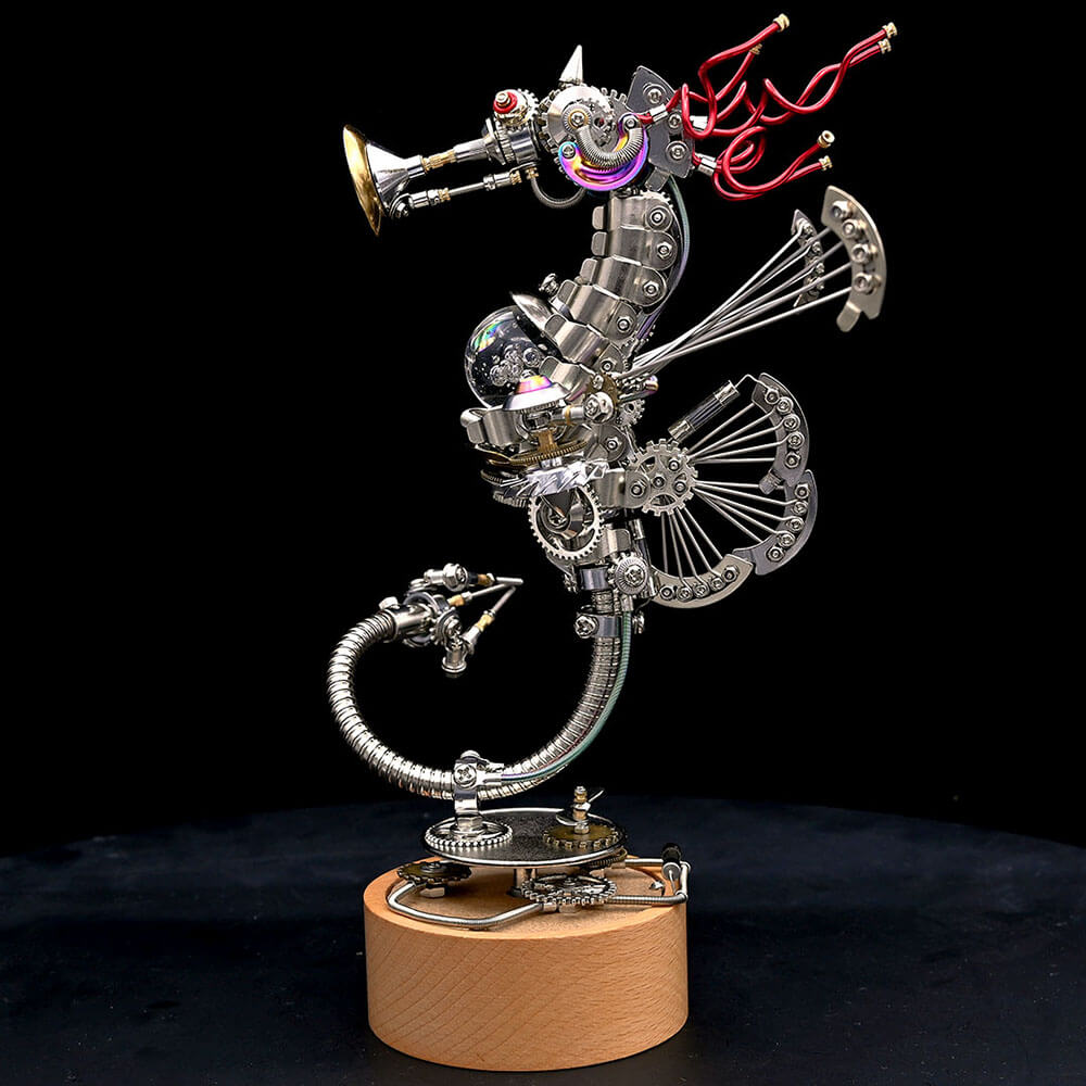 Steampunk Seahorse Metal Puzzle Model Kit with Music Box Base