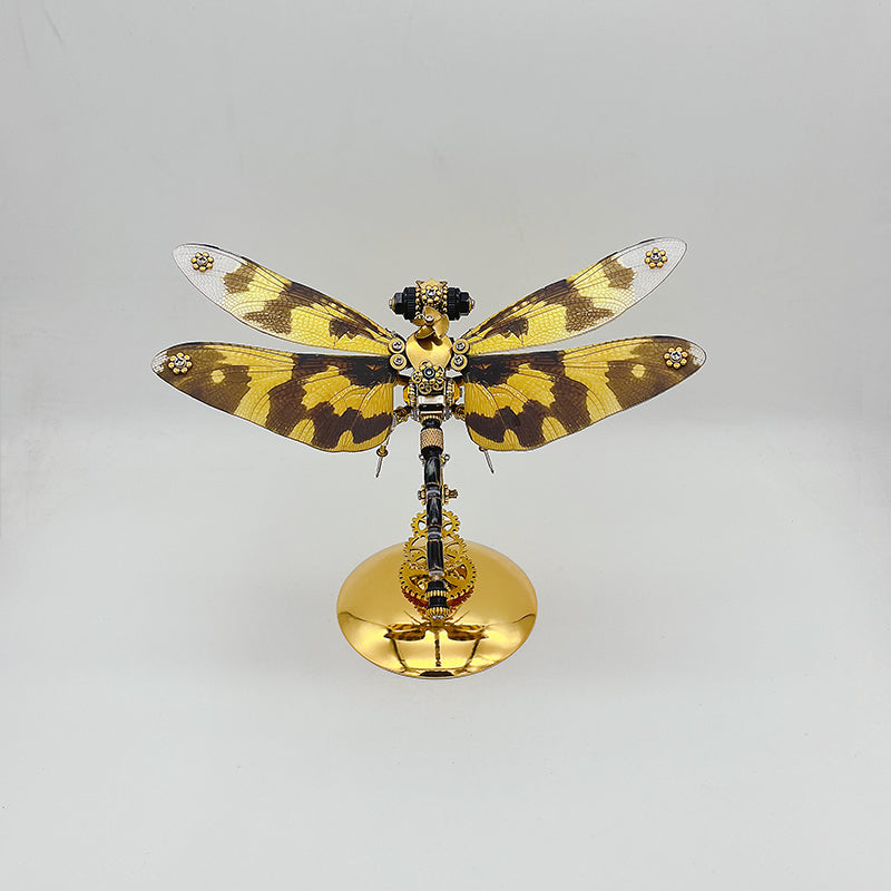 Laad de afbeelding in galerijviewer, Steampunk Spotted winged dragonfly metal puzzle model kit
