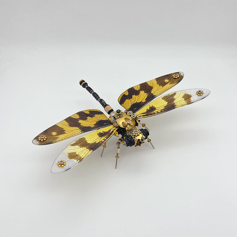Laad de afbeelding in galerijviewer, Steampunk Spotted winged dragonfly metal puzzle model kit
