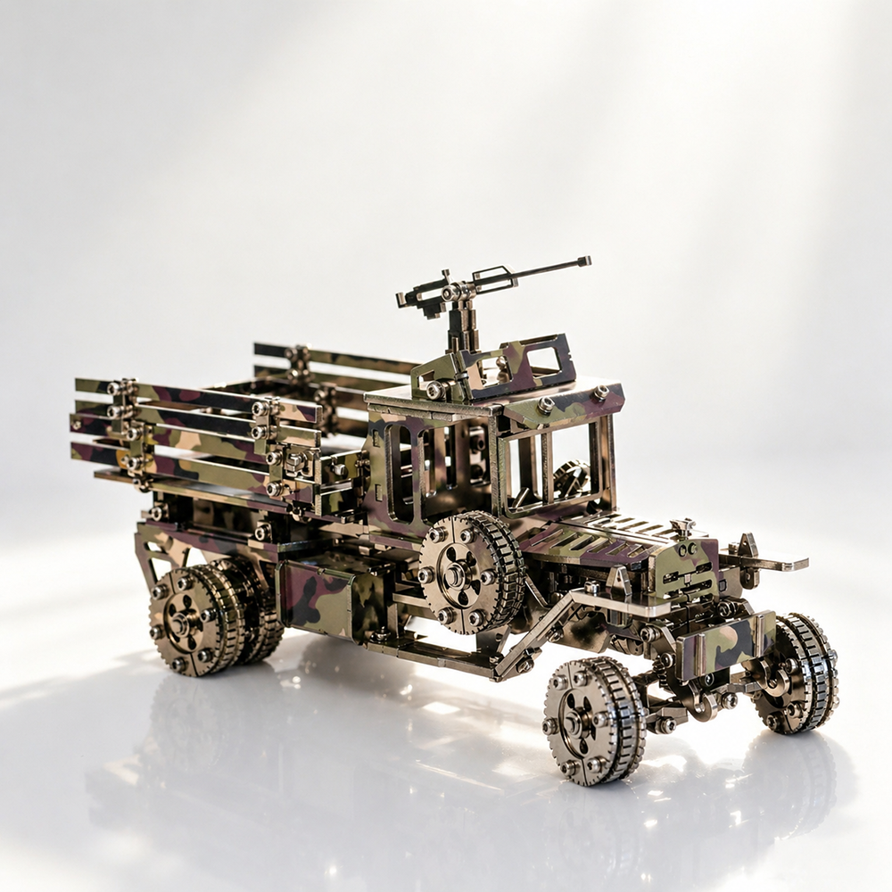 3D Metal Mechanical Military Truck Model Kit for Adults Camouflage DIY Assembly Puzzle