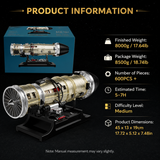 Teching 1:10 Scale Working Turbojet Engine Model Kit – Full Metal DIY Aircraft Turbine Engine for Adults