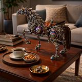 Mechanical Horse 3D Metal Model Puzzle Kit with LED Lights – DIY Steampunk Horse Building Set for Adults