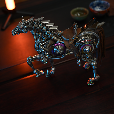 Mechanical Horse Model Featuring Integrated LED Lighting Effects