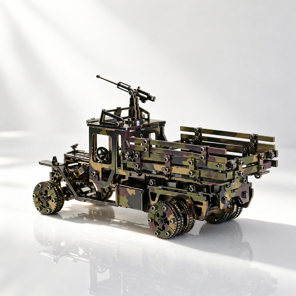 3D Metal Mechanical Military Truck Model Kit for Adults Camouflage DIY Assembly Puzzle