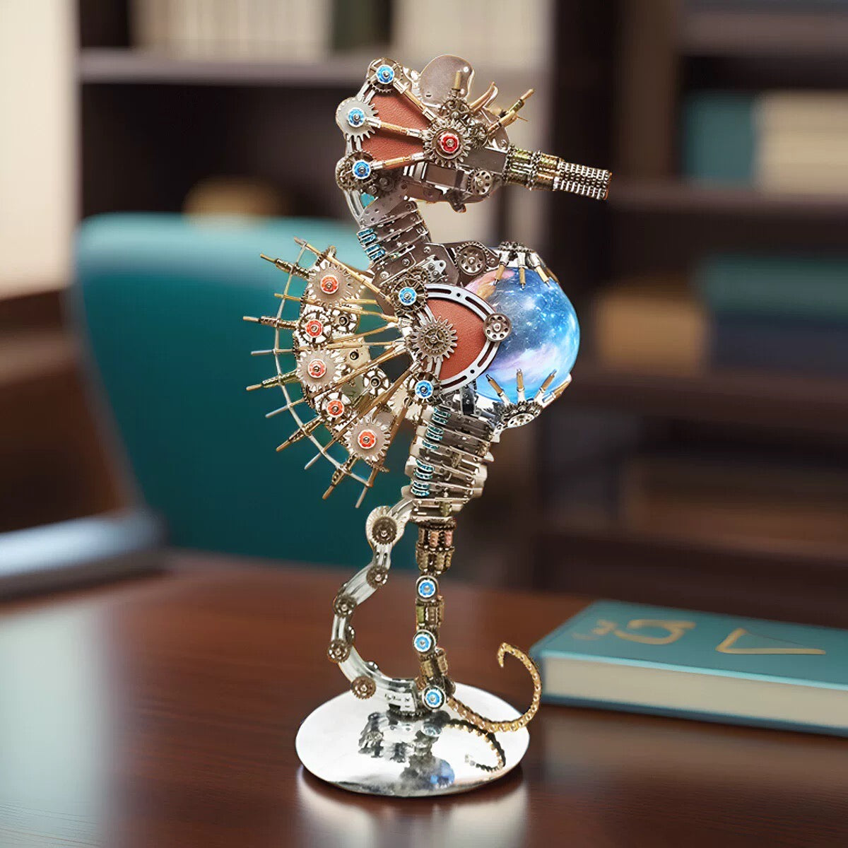2100PCS Steampunk Seahorse Puzzle 3D DIY Model Kit with