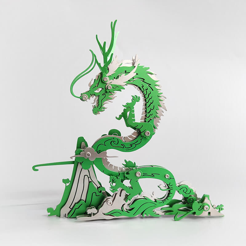 Laden Sie das Bild in Galerie -Viewer, {3D DIY Metall -Puzzle Drache auf dem Bergmythical Creature Model Kit
