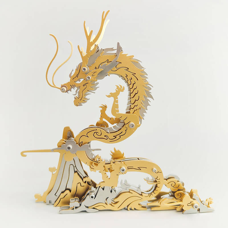 Laad de afbeelding in galerijviewer, 3D -DIY metalen puzzel draak op de berg Mythical Creature Model Kit

