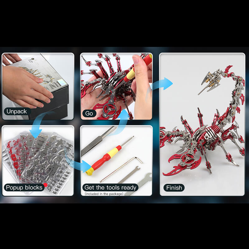 Laden Sie das Bild in Galerie -Viewer, {4PCS 3D Scorpion DIY Metall -Puzzle Buntes Modell Kit für Geschenke und Dekoration
