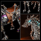 Steampunk Mechanical Horse Metal Puzzle Kit Built from 1500 Pieces