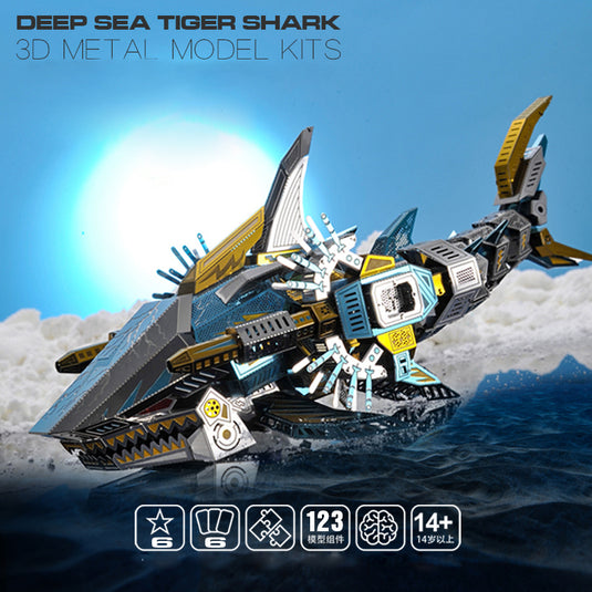 123 PCS Le requin tigre des kits de modèle mécanique des métaux en mer profonde pour les adultes