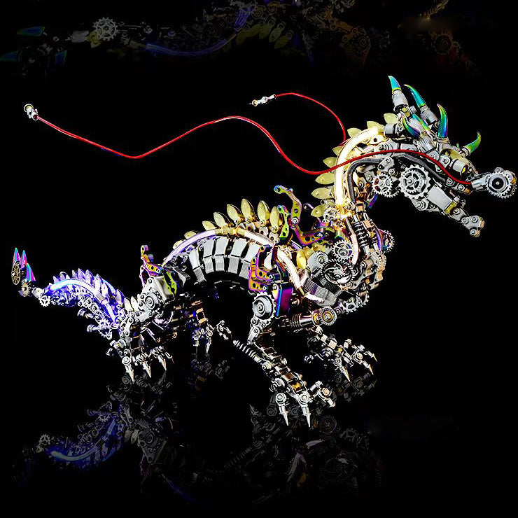 Laden Sie das Bild in Galerie -Viewer, {1300pcs 3d Metall DIY Realistic Chinese Dragon Model Kit Alte mythische Bestien
