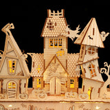 147PCS 3D Wooden DIY Halloween Pumpkin House Model Kit with Lights