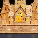 147PCS 3D Wooden DIY Halloween Pumpkin House Model Kit with Lights