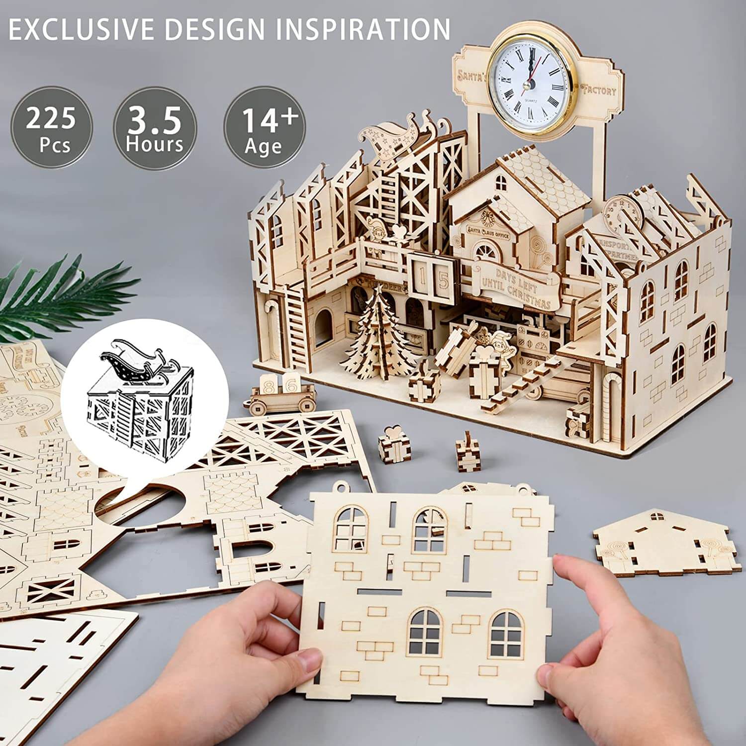 225PCS 3D Santa's Workshop Model Kit Puzzle Creative Gift – metalkitor
