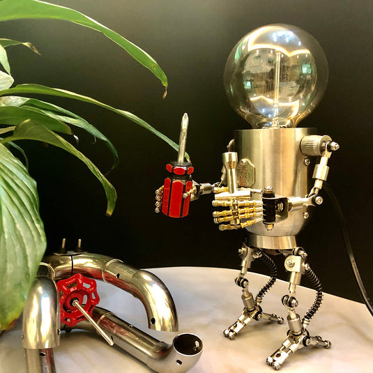 250PCS+ Metal Future Robot Bulb Lamp Handyman Mr Gort Model Building Kits met licht