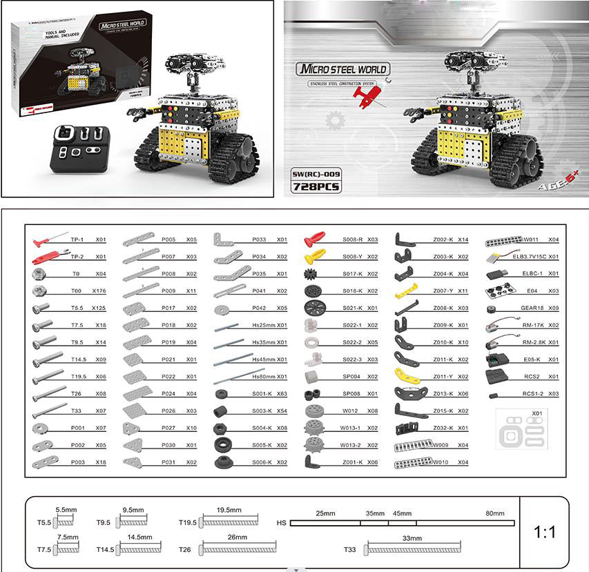 780 stcs+ 3D Assembled DIY Metal Building Kit Hand-Assembled Remote Control Robot Toy Gift