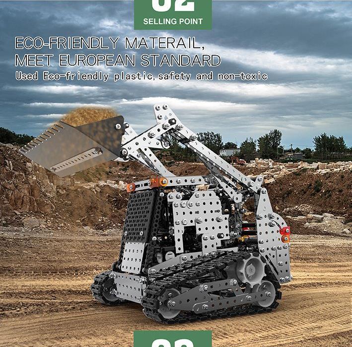 3D alloy crawler forklift remote control vehicle assembled scientific and educational engineering vehicle model