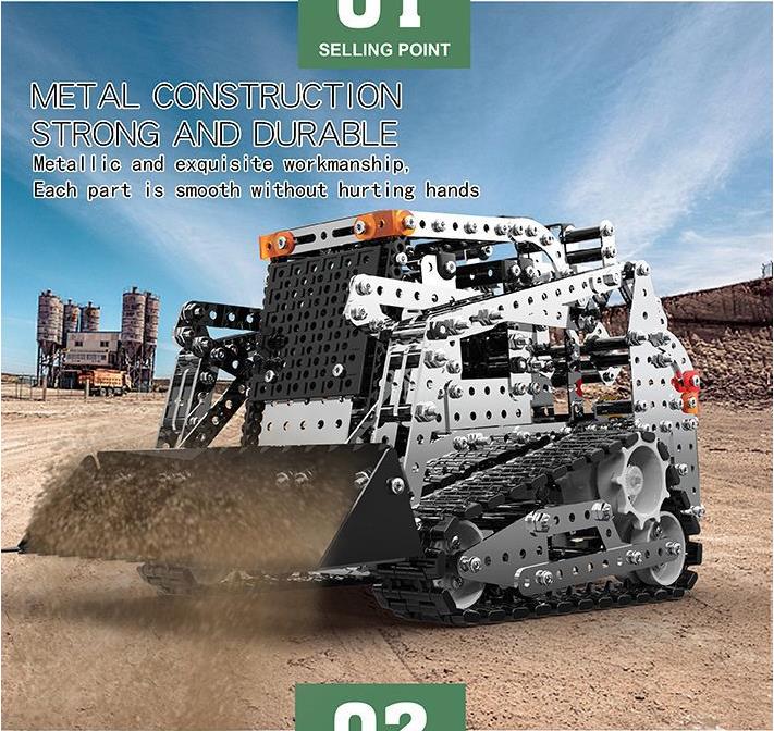 3D alloy crawler forklift remote control vehicle assembled scientific and educational engineering vehicle model