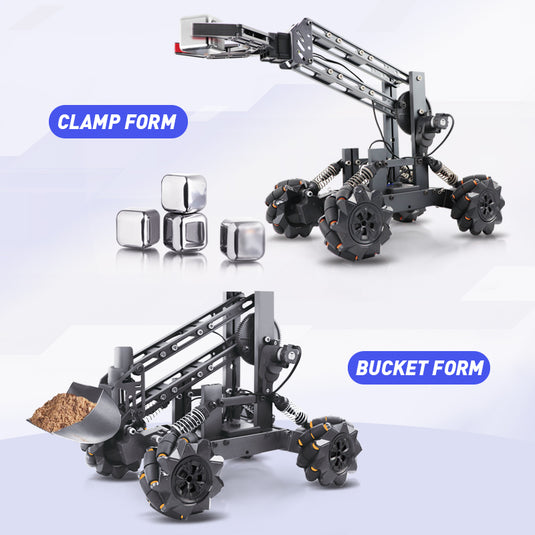 3D Alloy remote control multi-function four-wheel drive construction vehicle DIY assembly manipulator + forklift