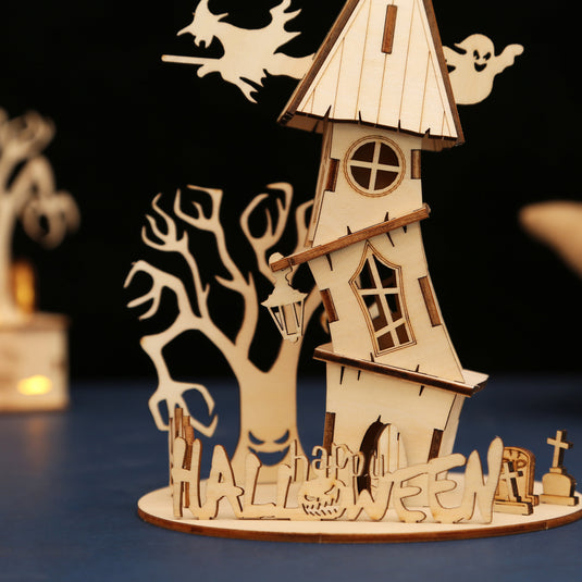 Kit de modèle en bois de la série Halloween 3D Halloween DIY Ghost House