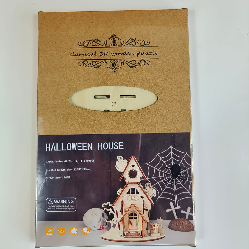 Load image into Gallery viewer, 3D Halloween Series DIY Ghost House Wooden Model Kit
