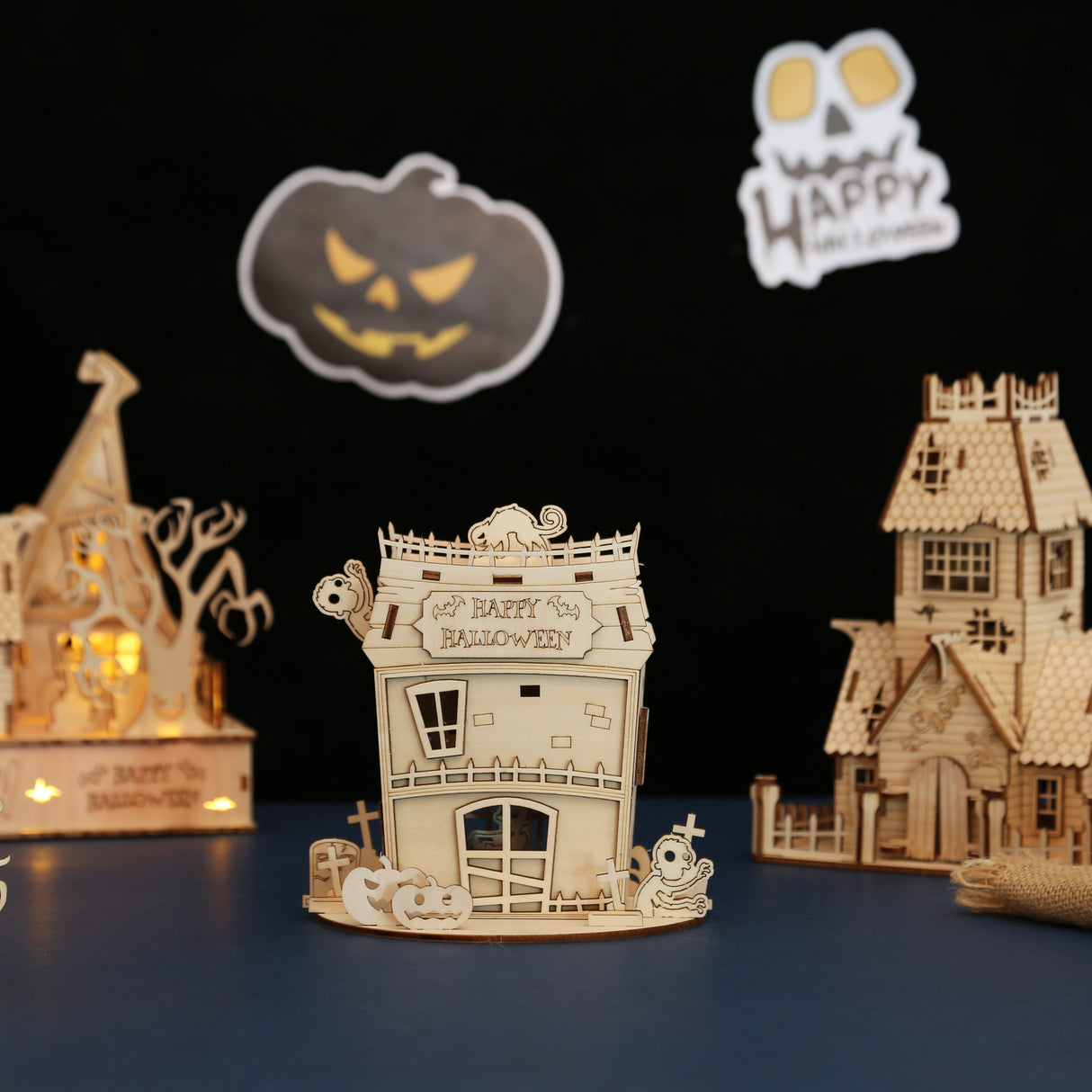 3D Halloween Series DIY Ghost House Wooden Model Kit