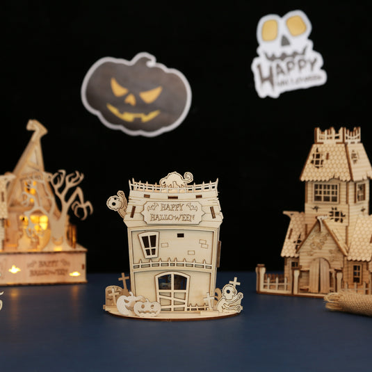 3D Halloween -serie Diy Ghost House Houten Model Kit