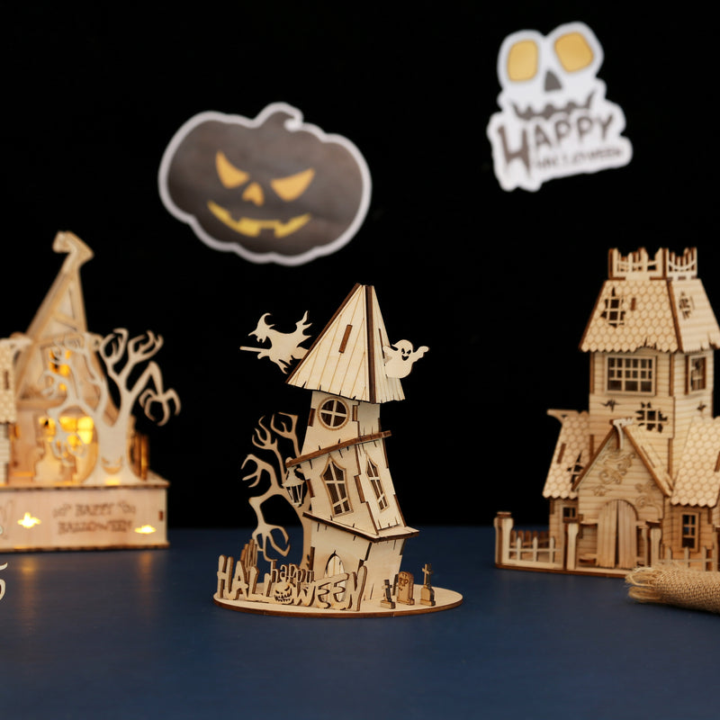 Laad de afbeelding in galerijviewer, 3D Halloween -serie Diy Ghost House Houten Model Kit
