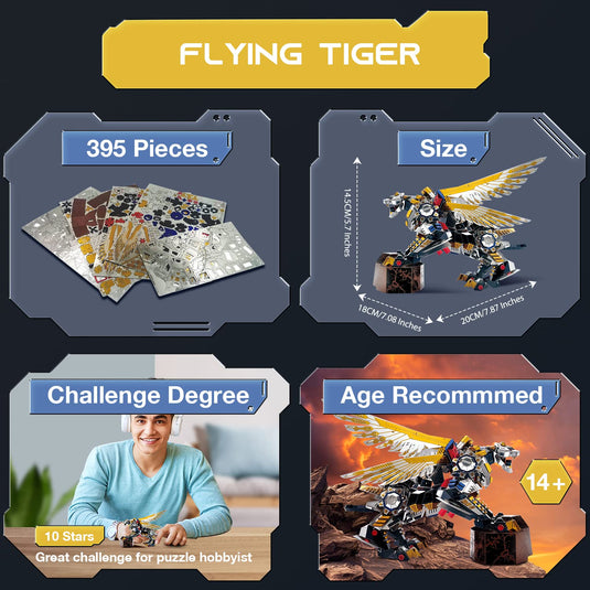 Kit de construction de bricolage de modèle de tigre volant en métal 3D 3D