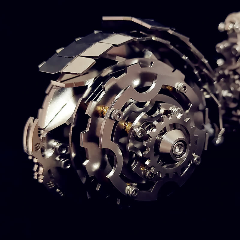 3D metal mechanical spider with colored lights rotatable puzzle model kit