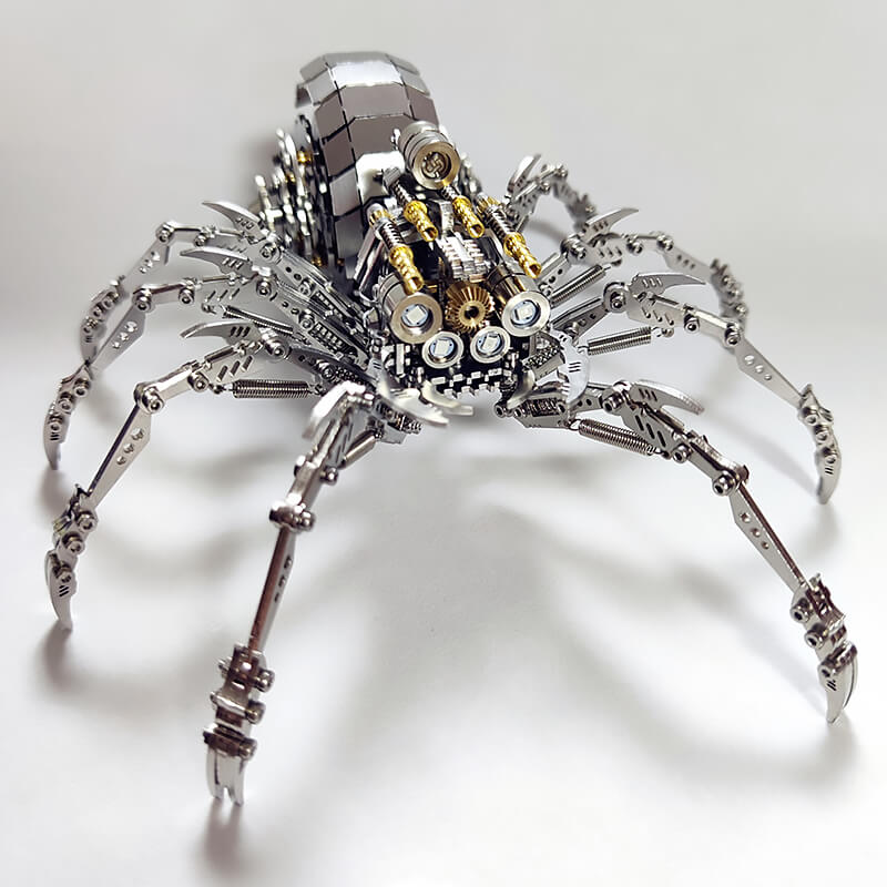 Laad de afbeelding in galerijviewer, 3D metal mechanical spider with colored lights rotatable puzzle model kit
