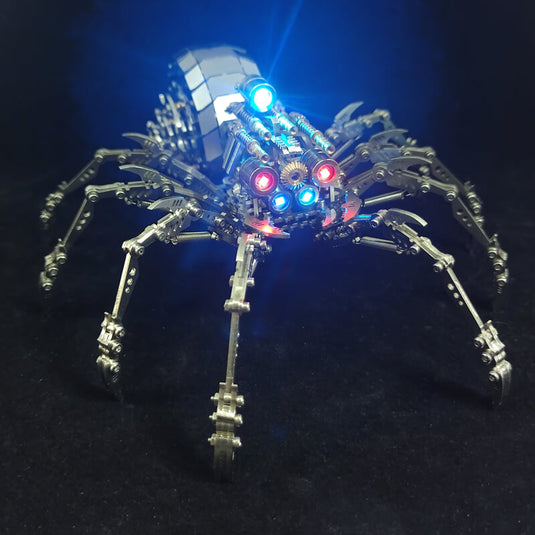3D metal mechanical spider with colored lights rotatable puzzle model kit