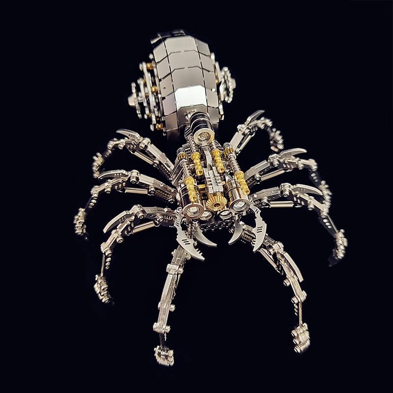 3D metal mechanical spider with colored lights rotatable puzzle model kit