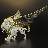 3D metal mechanical tiger with wings mythical creature model kit