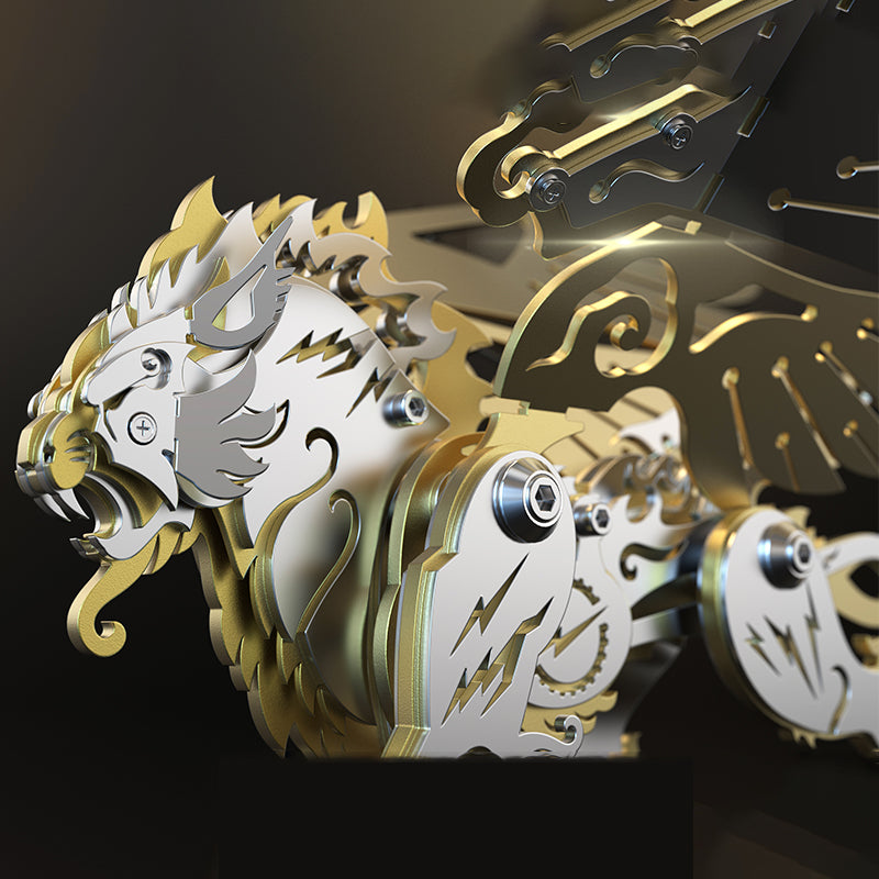 Load image into Gallery viewer, 3D metal mechanical tiger with wings mythical creature model kit
