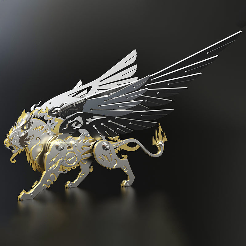 Laad de afbeelding in galerijviewer, 3D metal mechanical tiger with wings mythical creature model kit
