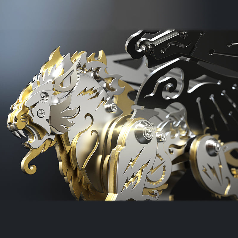 Load image into Gallery viewer, 3D metal mechanical tiger with wings mythical creature model kit
