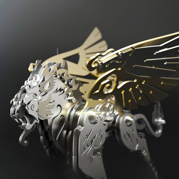 3D metal mechanical tiger with wings mythical creature model kit ...
