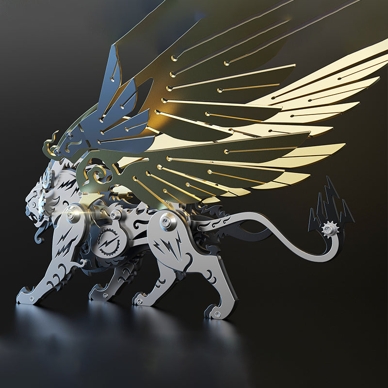 Laden Sie das Bild in Galerie -Viewer, {3D metal mechanical tiger with wings mythical creature model kit
