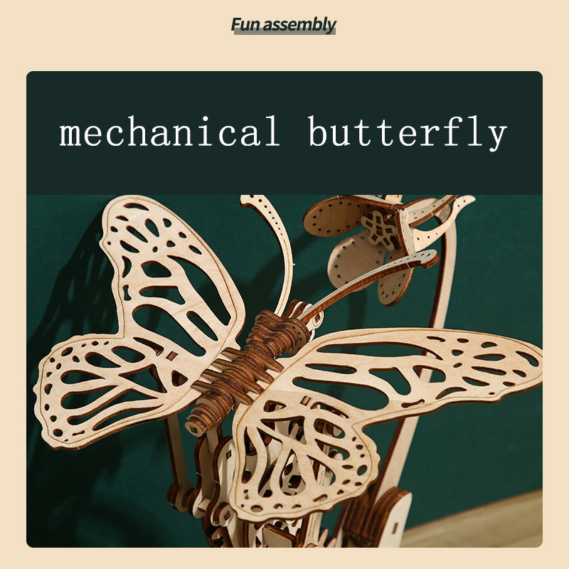 Laad de afbeelding in galerijviewer, 3D houten doe -het -zelf mechanisch puzzel vlindermodel kerstcadeau
