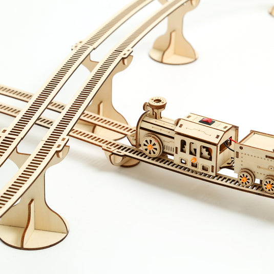 Kit de modelo de locomotoras de vapor de diy 3D de 700 piezas con pistas