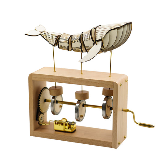 92 PCS Modelo de rompecabezas de bricolaje de ballenas mecánicas con kit de caja de música para regalos y decoración